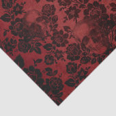 赤いデコページの黒いバラとスカル 薄葉紙 (詳細)