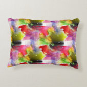 赤いデザインの質黄色い水彩画 アクセントクッション (裏面)