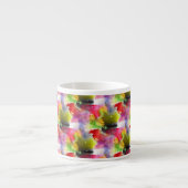 赤いデザインの質黄色い水彩画 エスプレッソカップ (正面)