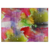 赤いデザインの質黄色い水彩画 カッティングボード (正面)