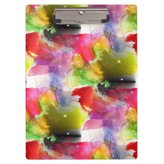 赤いデザインの質黄色い水彩画 クリップボード (正面)