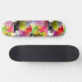 赤いデザインの質黄色い水彩画 スケートボード (横)