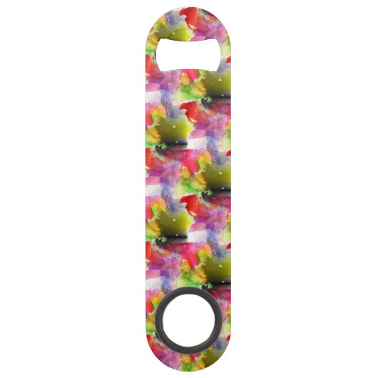 赤いデザインの質黄色い水彩画 スピード栓抜き (正面)