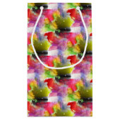 赤いデザインの質黄色い水彩画 スモールペーパーバッグ (裏面)