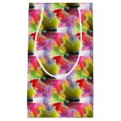 赤いデザインの質黄色い水彩画 スモールペーパーバッグ (正面)