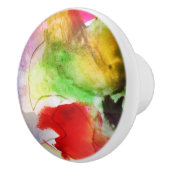 赤いデザインの質黄色い水彩画 セラミックノブ (右)