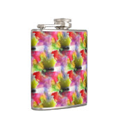 赤いデザインの質黄色い水彩画 フラスク (右)