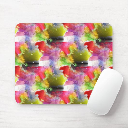 赤いデザインの質黄色い水彩画 マウスパッド (マウス)