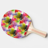 赤いデザインの質黄色い水彩画 卓球ラケット (横)
