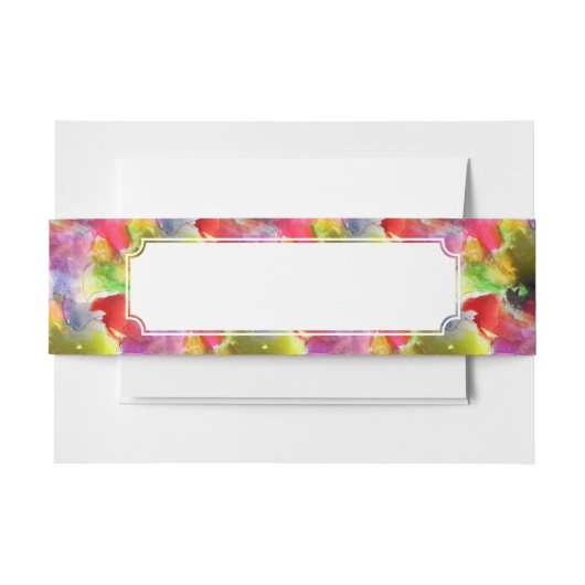 赤いデザインの質黄色い水彩画 招待状ベリーバンド (正面例)