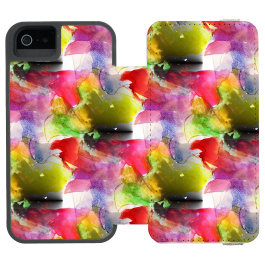 赤いデザインの質黄色い水彩画 INCIPIO iPhoneウォレットケース (フォリオ Open)