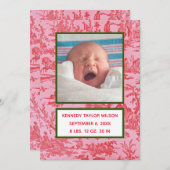 赤いトイルの誕生のお知らせカード 案内状 (正面/裏面)