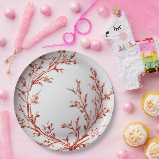 赤いトイルクリエレガントスマス ペーパープレート (パーティー)