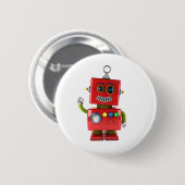 赤いトイロボットがハローを振る 缶バッジ (正面&裏面)