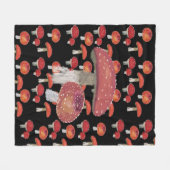 赤いトドスツールキノコ フリースブランケット (正面(横))