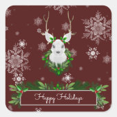 赤いトナカイのシール スクエアシール (正面)