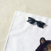 赤いトナカイのセーターくまは|あなたの名前を加えます ビーチタオル (インサイチュ)