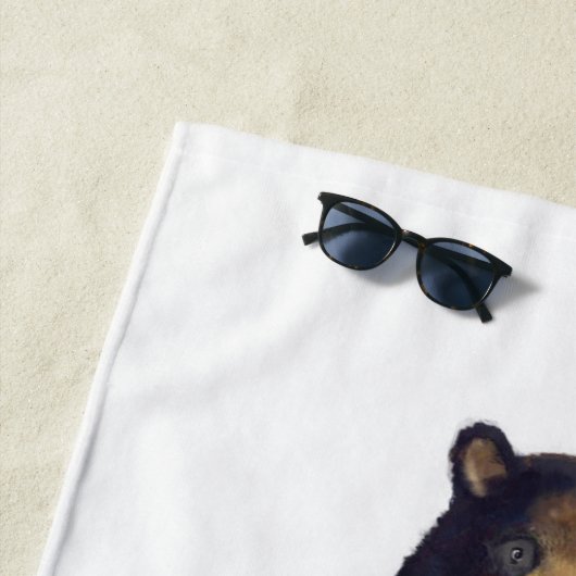 赤いトナカイのセーターくまは|あなたの名前を加えます ビーチタオル (インサイチュ)