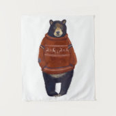 赤いトナカイのセーターくま タペストリー (正面)