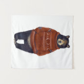 赤いトナカイのセーターくま タペストリー (正面(横))