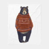 赤いトナカイのセーターくま フリースブランケット (正面)