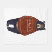 赤いトナカイのセーターくま フリースブランケット (正面(横))