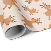 赤いトナカイのフェスティバルクリスマス ラッピングペーパー (ロールコーナー)