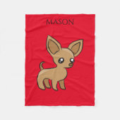 赤いトナカイフリースブランケット。名前をパーソナライズします。 フリースブランケット (正面)