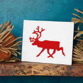 赤いトナカイ/カリブーシルエット フォトプラーク (側面)