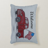 赤いトパーソナライズされたラックのアメリカ国旗枕 アクセントクッション (正面(垂直))