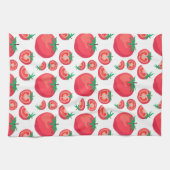 赤いトマトパターン可愛おもしろいい キッチンタオル (横)