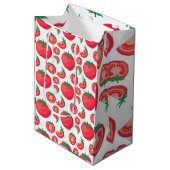 赤いトマトパターン可愛おもしろいい ミディアムペーパーバッグ (正面アングル)