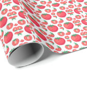 赤いトマトパターン可愛おもしろいい ラッピングペーパー (ロールコーナー)