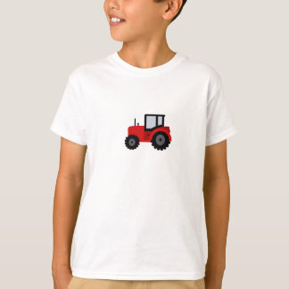 赤いトラクターが付いている子供のTシャツ Tシャツ