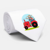 赤いトラクターに乗る漫画農家 ネクタイ (ロール)