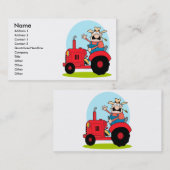 赤いトラクターに乗る漫画農家 名刺 (正面/裏面)