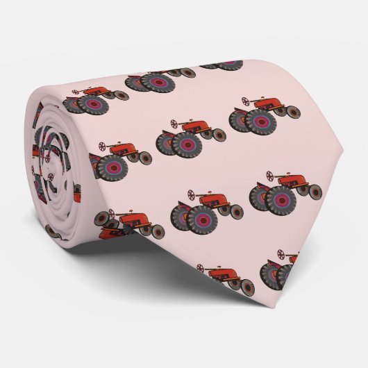 赤いトラクターのカスタムなタイのすべての農業のデザイン ネクタイ (ロール)