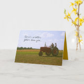 赤いトラクターの父の日カード カード (黄色い花)