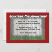 赤いトラクターの誕生日の招待状: カートの写真 招待状 (裏面)