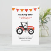 赤いトラクターの誕生日はメッセージカード感謝していしています サンキューカード (スタンド正面)