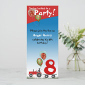 赤いトラクターの誕生日招待状 招待状 (スタンド正面)