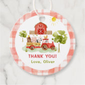 赤いトラクターの農場動物の誕生日 フェイバータグ (正面)