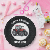 赤いトラクターの農業の誕生日のプレート ペーパープレート (パーティー)