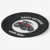 赤いトラクターの農業の誕生日のプレート ペーパープレート (アングル)