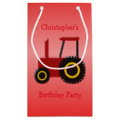 赤いトラクターはちょうど一流の赤い誕生日を加えます スモールペーパーバッグ (裏面)