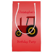赤いトラクターはちょうど一流の赤い誕生日を加えます スモールペーパーバッグ (正面)