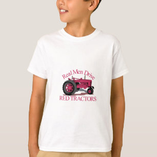 赤いトラクターを運転して下さい Tシャツ