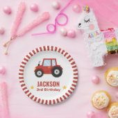 赤いトラクターボーイズの誕生日パーティー用品 ペーパープレート (パーティー)