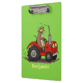 赤いトラクター漫画を運転する可愛い幸せな牛 クリップボード (左)