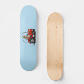 赤いトラクター漫画を運転する可愛い幸せな牛 スケートボード (正面)